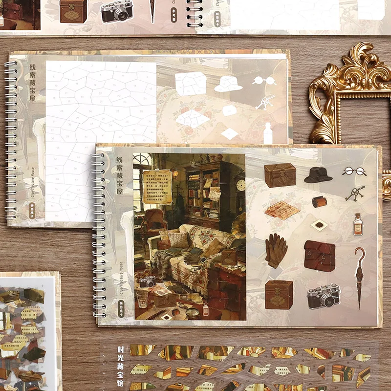 Puzzle Sticker Book Treasure Hunt Theme Pre-cut DIY Decals for Quiet Book Scrapbooking Craft Supplies
