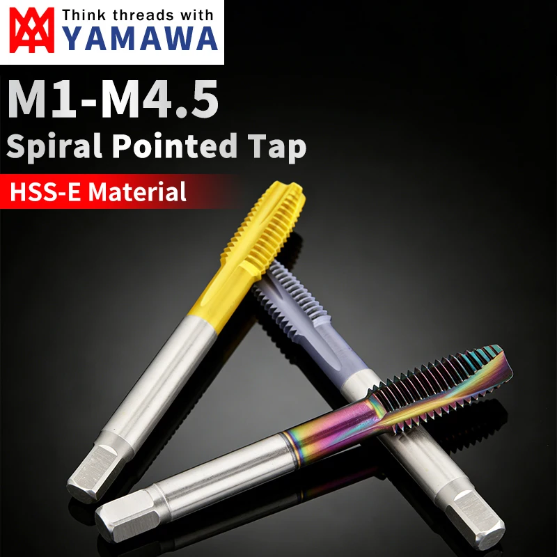 EIMOGE TAP Japan Original YAMAWA HSS-E TC50/TIN/TICN Coating Spiral Point Tap M1-M4.5 Machine Screw Thread Taps 1PCS