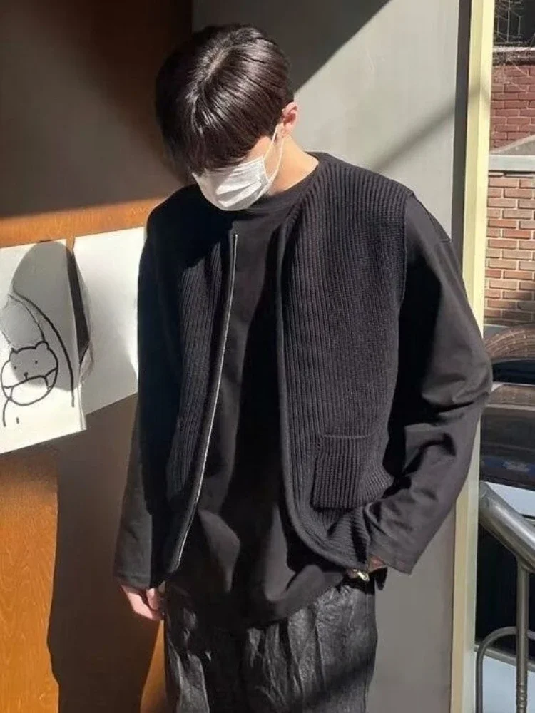 

Unisex Sleeveless Knitted Cardigan Vest Double Ended Zipper Solid Color Casual Loose Korean Style Minimalist Top for Men Women