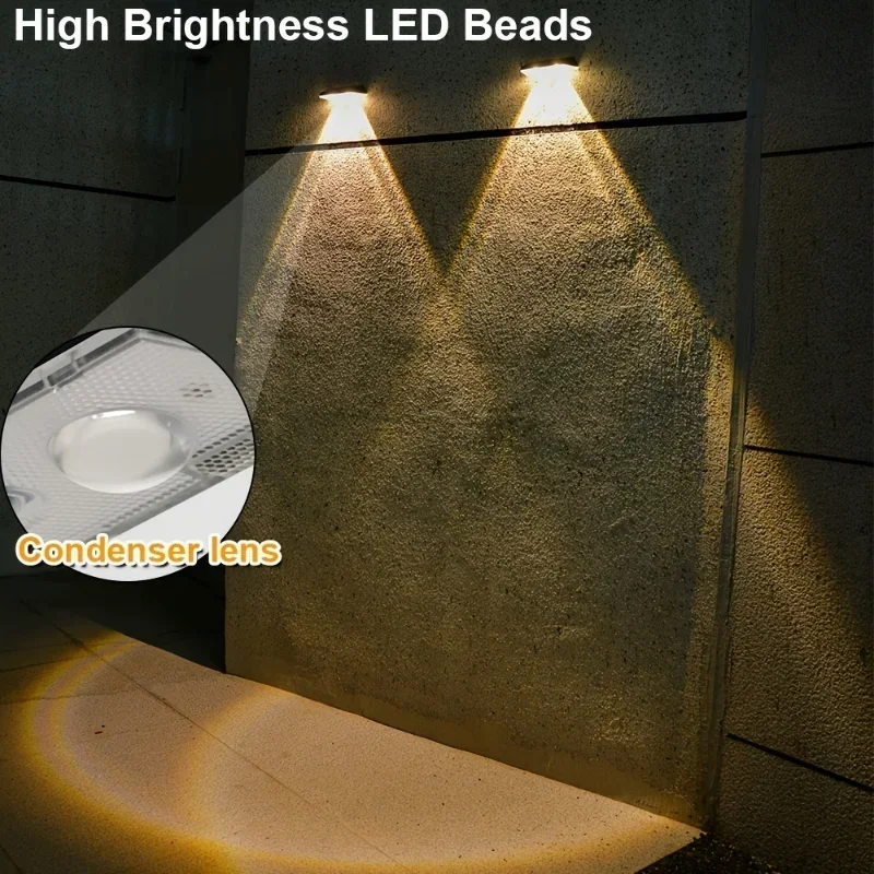 3Color Outdoor Solar Garden Light Outdoor Waterproof High Brightness Spotlight Wall Lamp for Home Villa Fence Porches Decorative