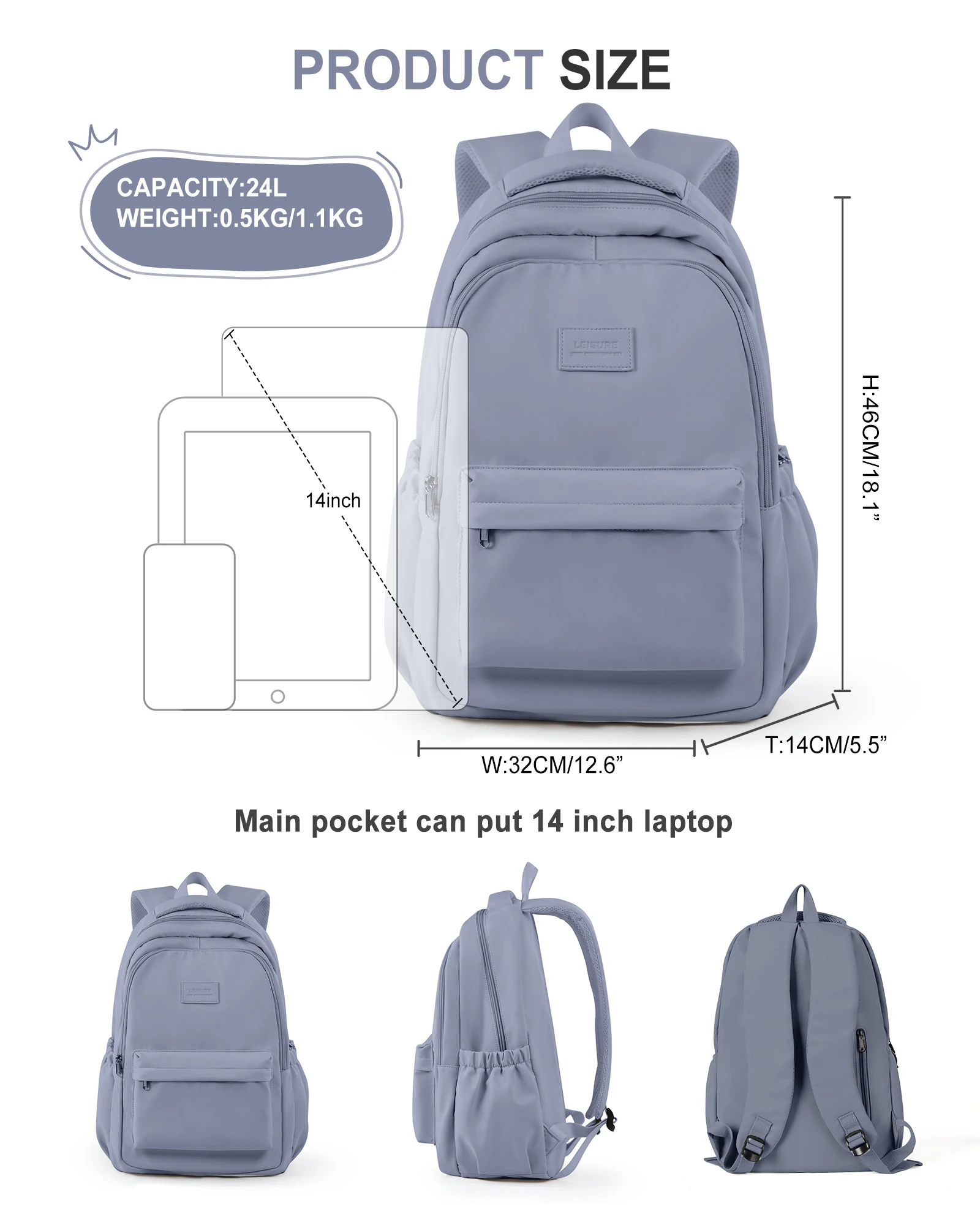 School Bag Lightweight Casual Daypack College Laptop Backpack for Men Women Water Resistant Travel Rucksack for Sports High