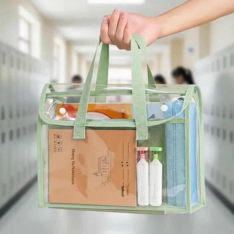 Large Capacity Portable Transparent Waterproof Handheld Folder, Expandable File Storage Bag, PVC Self-adhesive File Bag