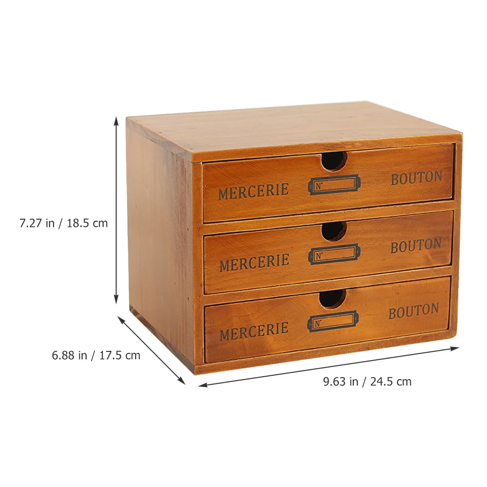 

3-Layer Wooden Desktop Storage Organizer Box Large Capacity Jewelry Drawer Sundry Holder Office Organizer Case For Home