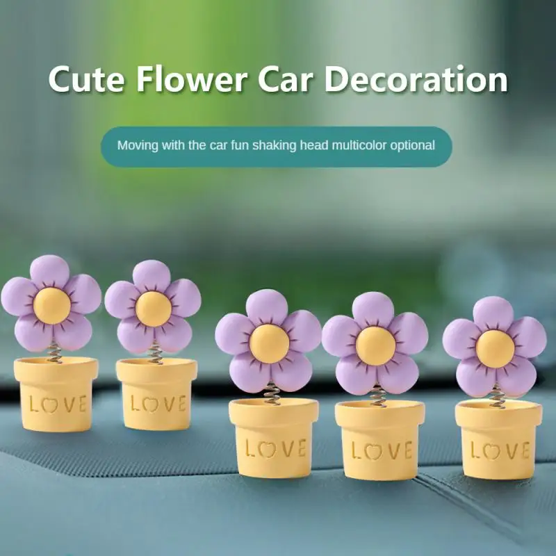 Flower Ornaments Sun-resistant Cute Shape No Trace Fixed Resin Material Lovely Car Accessories Car Ornaments Innovative