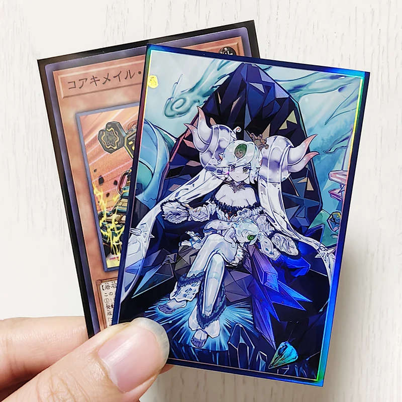 50 PCS Yugioh Icejade Aegirine Rahn Mangas de cartão Yu-Gi-Oh! Estojo protetor de brilho laser para cartões colecionáveis TCG OCG