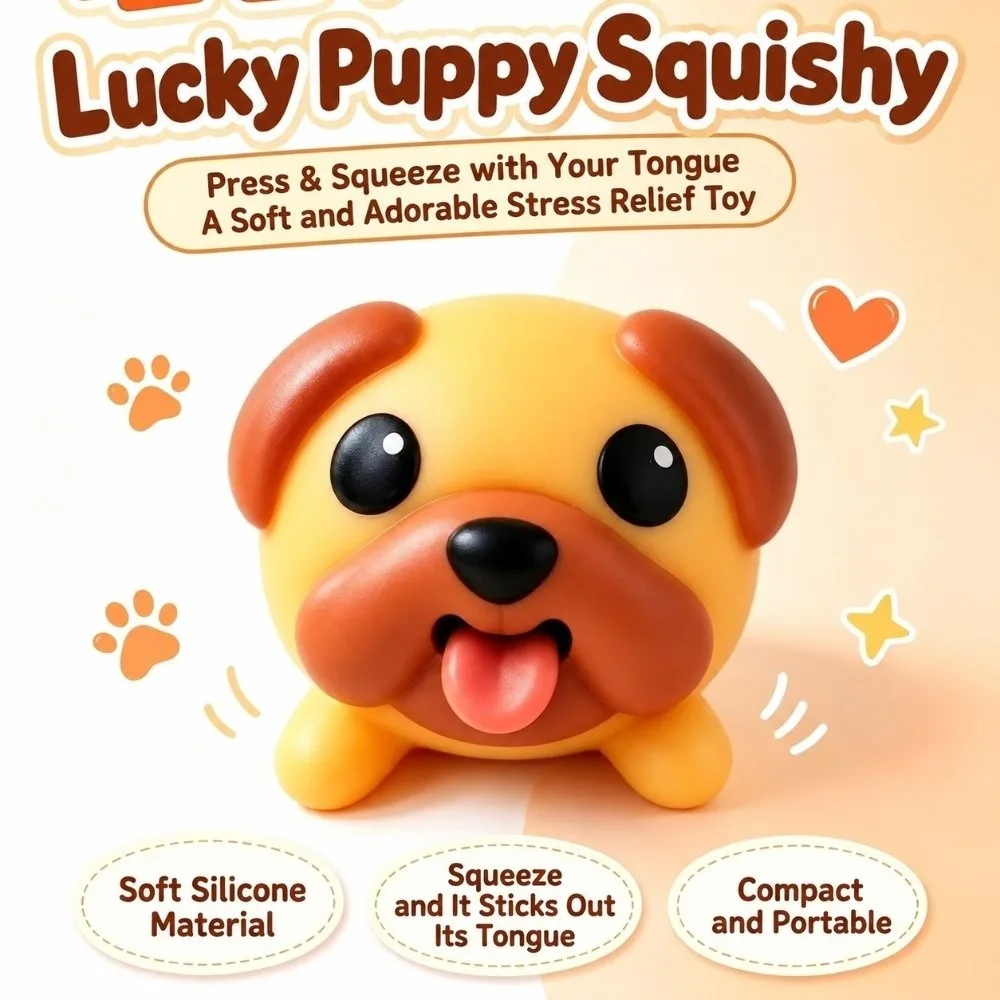 New Tongue Out Squeeze Dog Cute Cartoon Shape Soft Squeeze Stress Relief Brown Puppy Figurine Gift