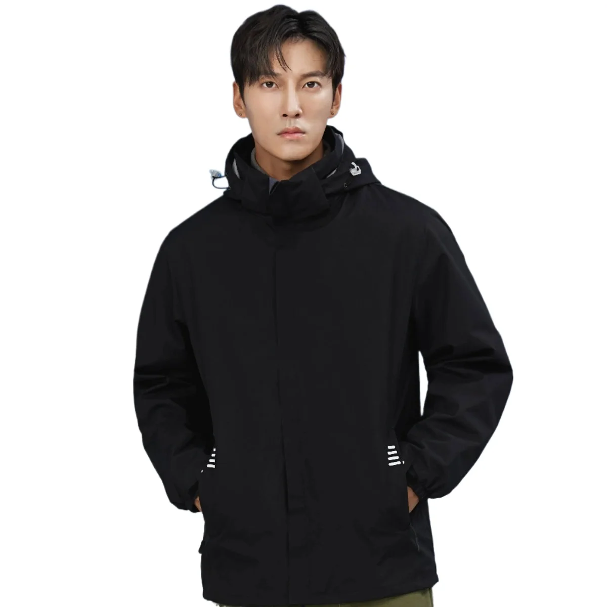 

Men's 3-in-1 Reflective Jacket Waterproof Windproof | Breathable | Fleece Inner | Removable Hood | Night Run Safety Zip Pockets