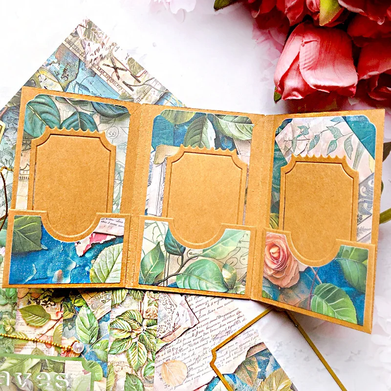KLJUYP Tasca Pieghevole Notebook Metallo Fustelle Stencil per Scrapbooking Fai da Te Decorativo Goffratura Carte di Carta Fai da Te