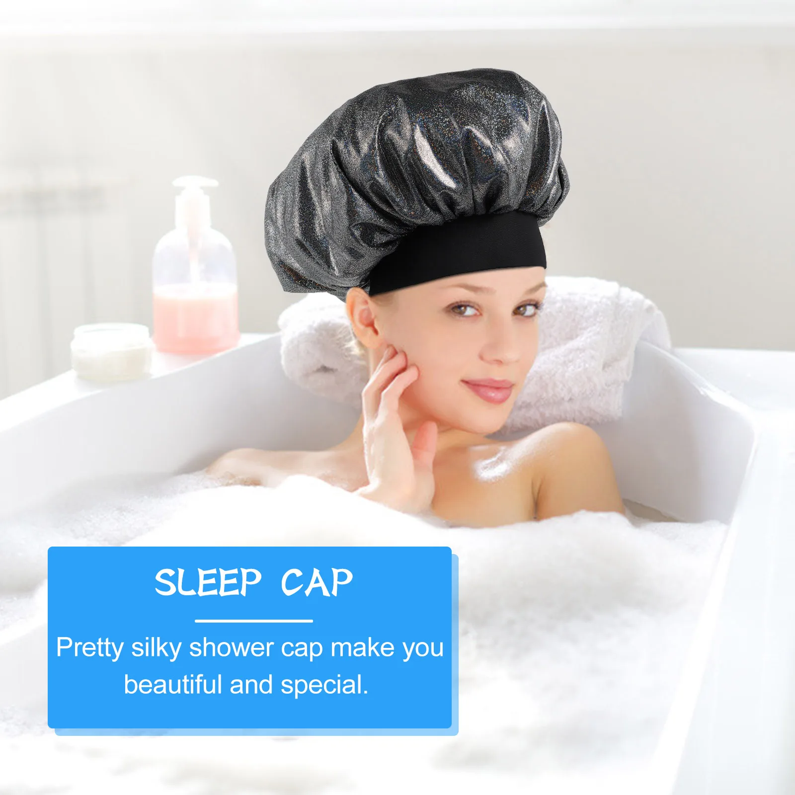 

Elastic Shower Cap Wide B Satin Sleep Bonnet Hair Wrap Bath Hat Braid Protect Hairstyle Comfortable Safe Durable