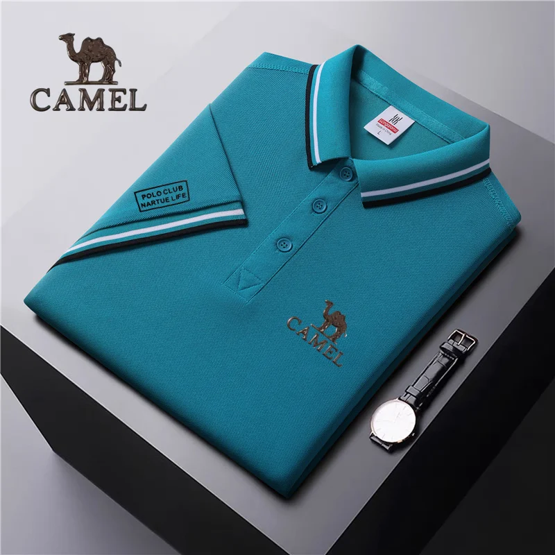 2024 Camel Authentic Badge Summer  shirt short sleeved lapel t-shirt summer polo shirt cultural shirtemployee factory uniform