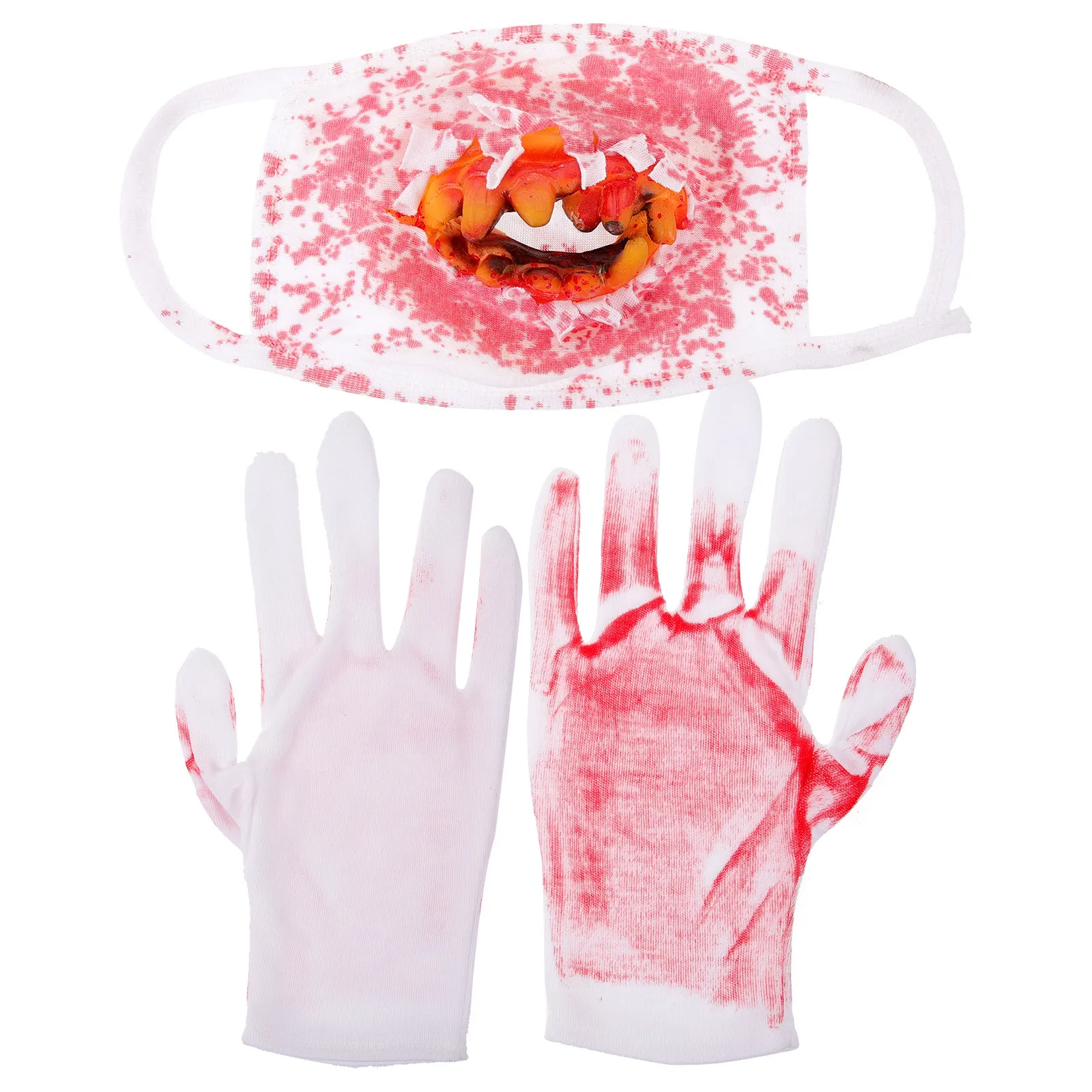 Halloween luvas de sangue máscara manchada cosplay conjunto assustador festa adereços reutilizáveis sangue traje acessórios cosplay acessório