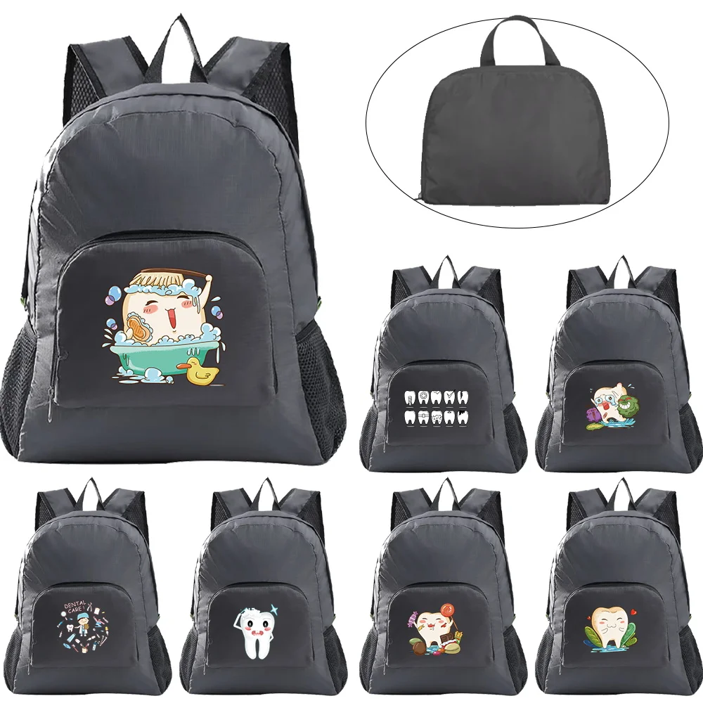

Fashion Simple Outdoor Teeth Printed Lightweight Folding Backpack Hiking Ultra-light Travel Sports Storage Backpack