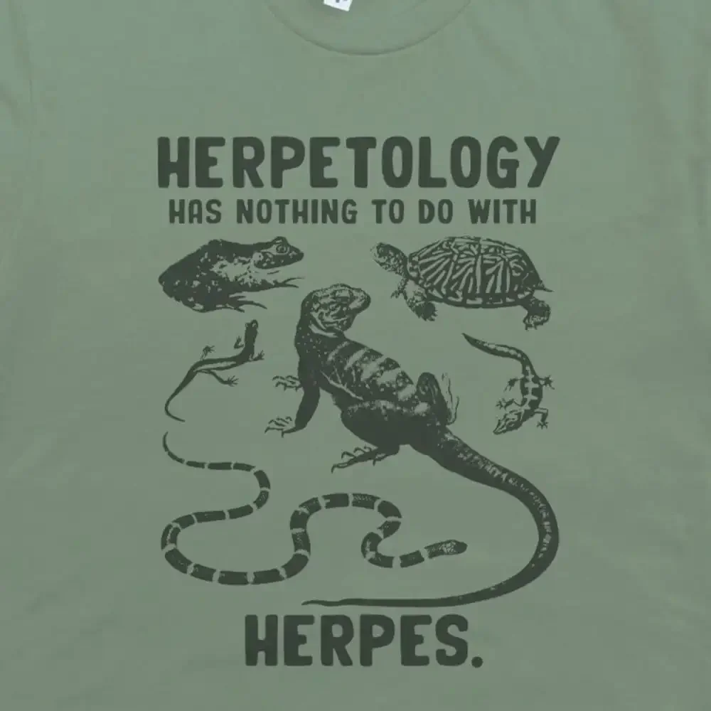 Herpetology T Shirt Funny Snake Handling Weird For Reptile Frog Herping Herpes Public Lice Alligator