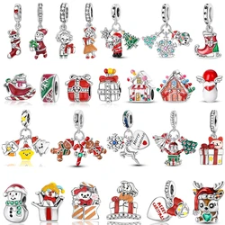 2025 New Christmas Charms 925 Sterling Silver Playful Santa & Tree Beads Sweater Dangle Charm Fits Original Bracelet For Gift