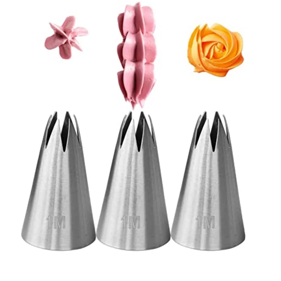 1M Ping T Cake Decorating, Seams Icing Ts, 3 Pcs Decorating Ts, Open Star, Stains Steel
