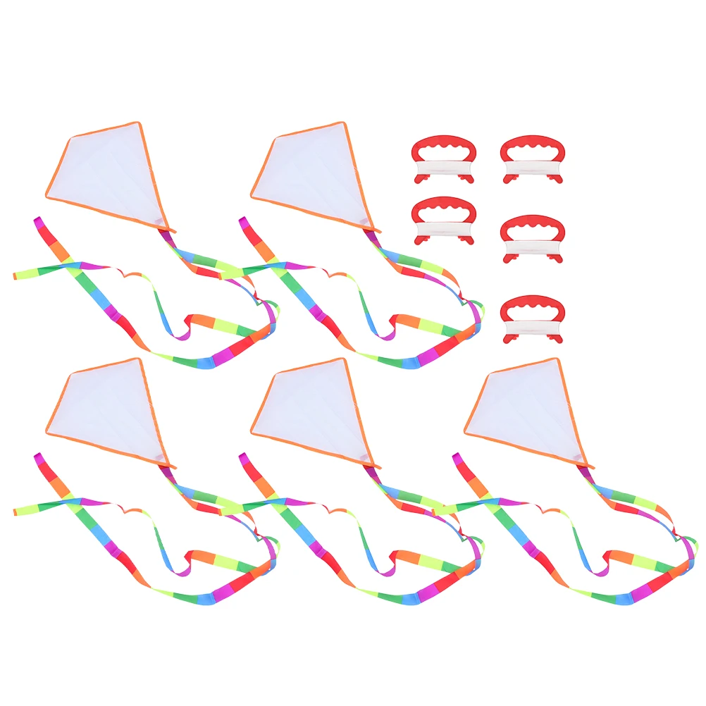 5 zestawów 5 Zestawów DIY Zestawy Latawców Puste Plastikowe Dekoracyjne Latawce Zabawki Rękodzielnicze dla Dzieci Zabawki Plastyczne do Malowania Projekty Latające 30m Linka Deski
