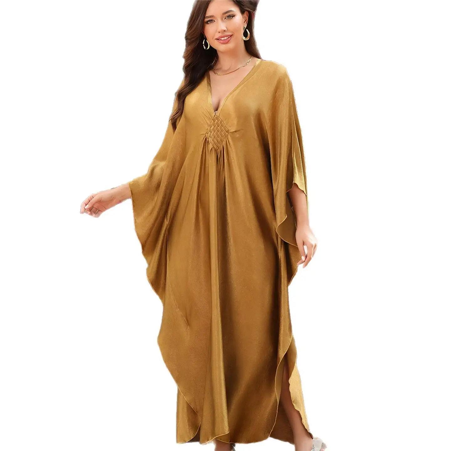 Gouden strandbedekking omslag los vakantie gewaad voorkant gebreid plus maat dames faion set casual winter vrije tijd plus maat