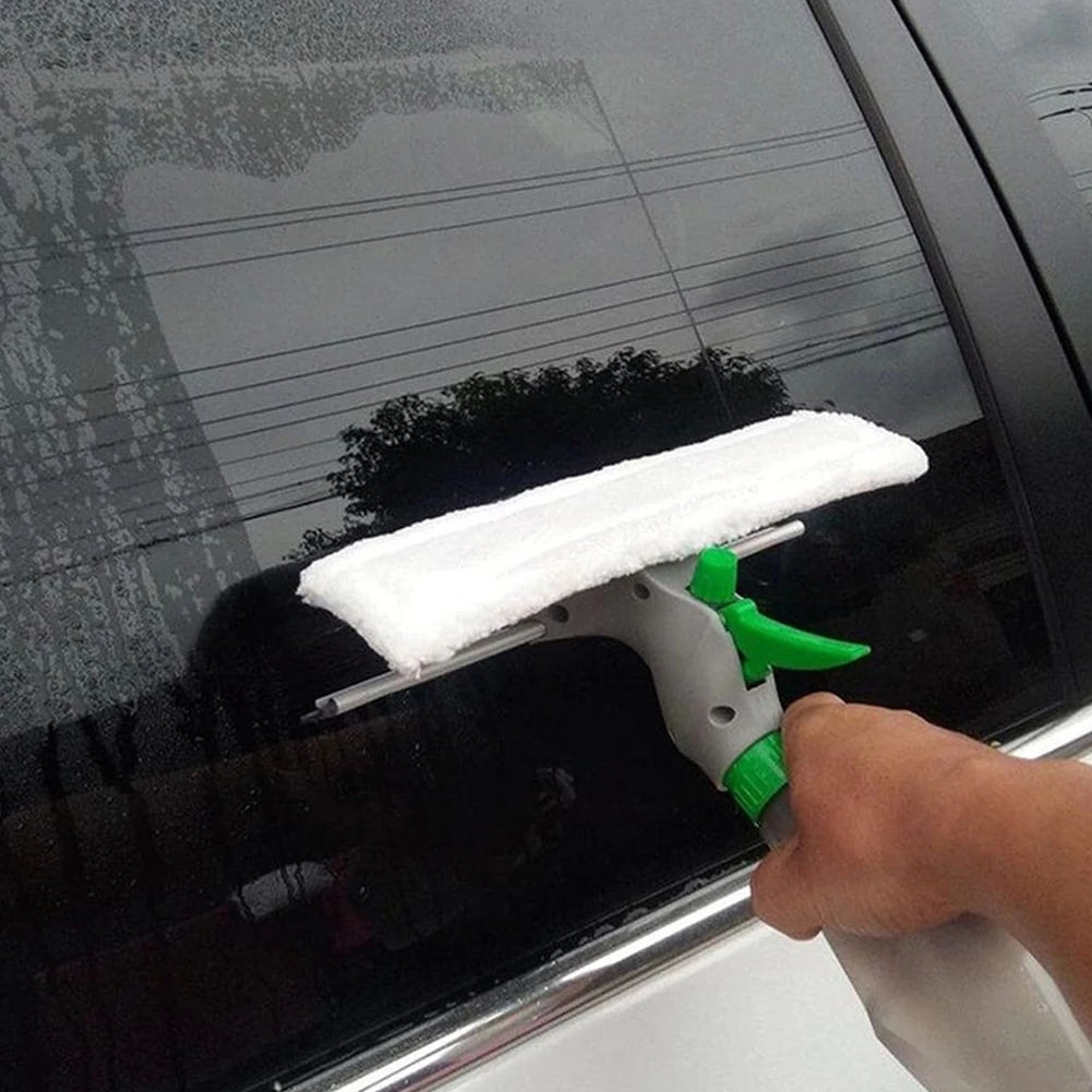 3 in 1 Car Glass Squeegee Spray Window Cleaner Spray Bottle Wiper Squeegee Cloth Pad Kit for Mirror Window Glass Cleaning