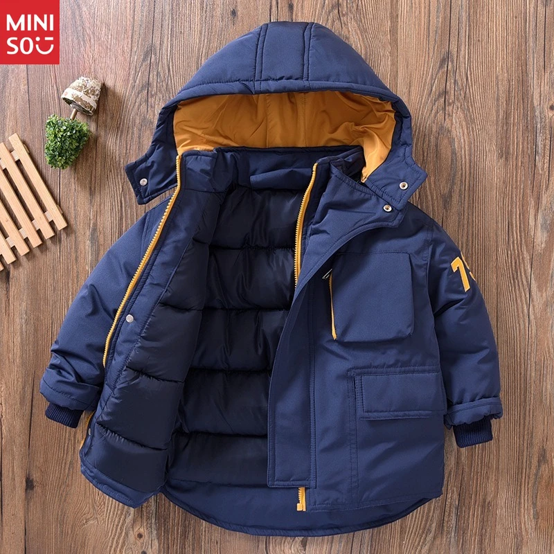 

Miniso Boys' Extreme Cold Weather Parka: Heavy Duty Hooded Jacket with Thick Insulation for Deep Winter