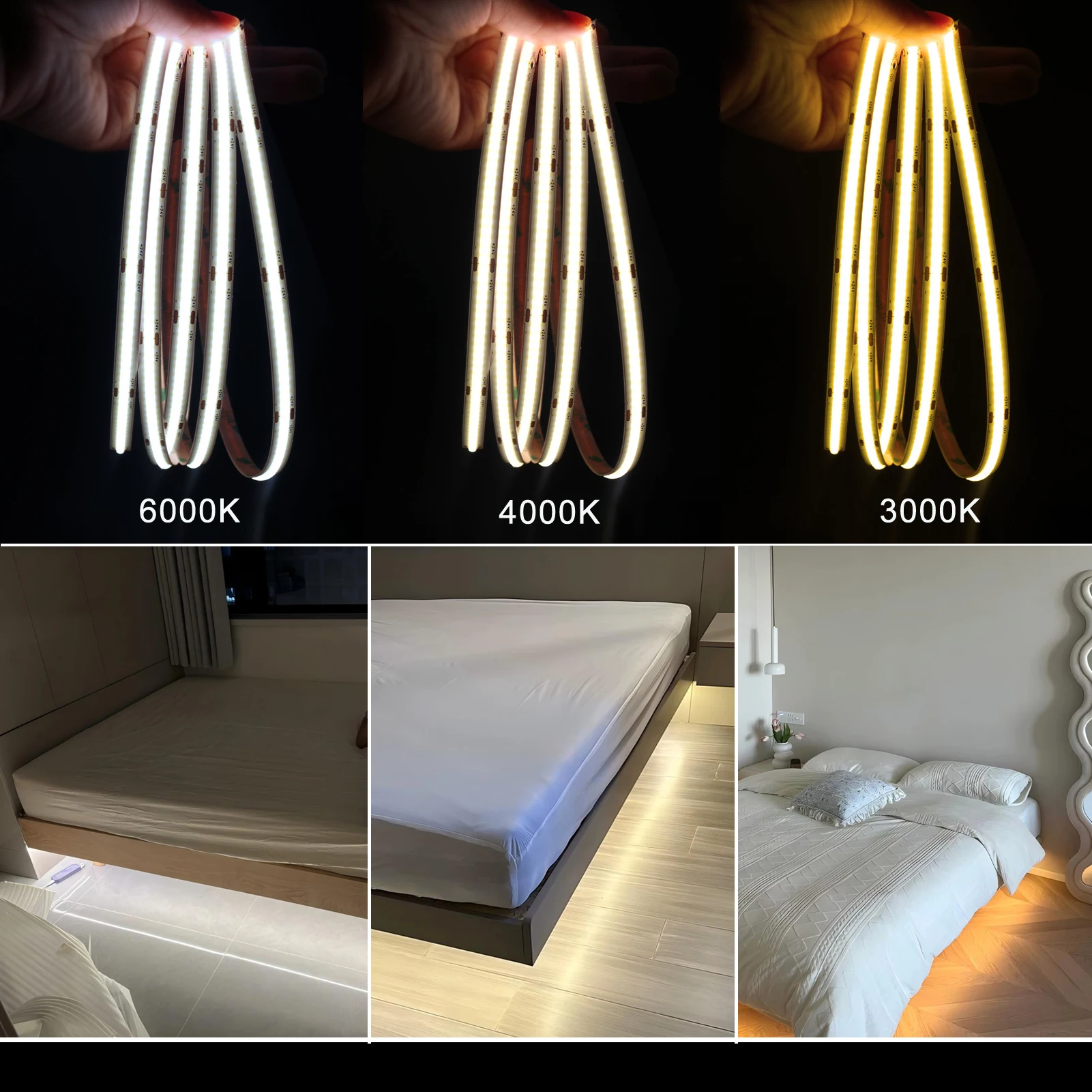 Bed Light Remote Dimmer PIR Motion Sensing Day Night Light Strip kit Under Bed Stair Corner Passageway Lighting