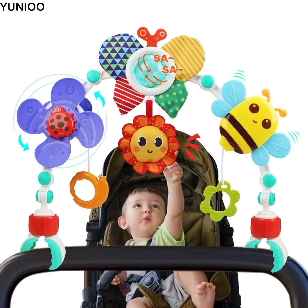 

Easy Fold Crib Hanging Bell Sunflower Crab&Shark Baby Interactive Toys Clip-On Stroller Arch Infant Grab Exercise Infant Play