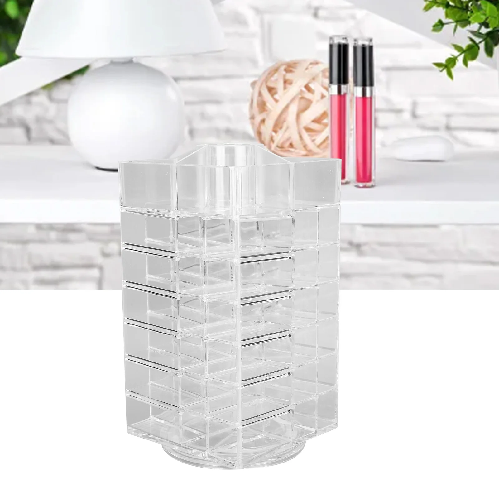 Lipstick Tower Holder Large Capacity Rotary Lip Gloss Storage Organizer Display Clear 360 Degree Rotating 53 Slots for Perfume