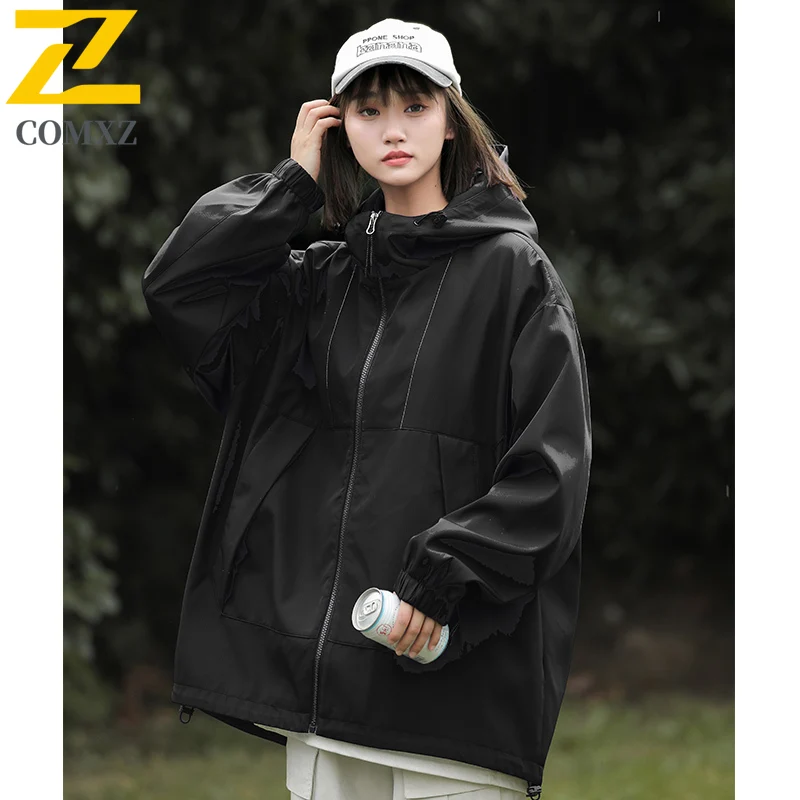 

COMXZ Men Jacket Windproof Outdoor Hiking Camping Mountaineering Lightweight Water Resistant Coat Gradient Adventure Outerwear