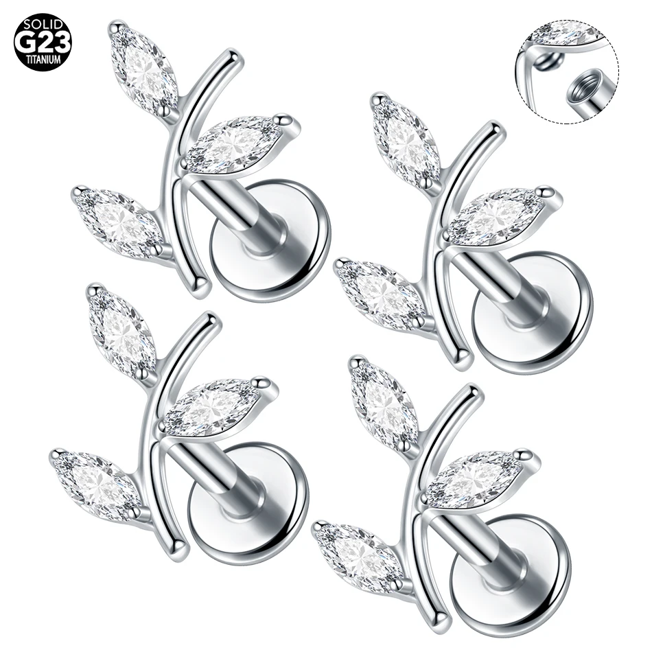 1Pc G23 Titanium Ear Tragus Cartilage Helix Daith Piercing Stud Earrings for Women Internal Thread Labret Piercing Lip Ring 16G