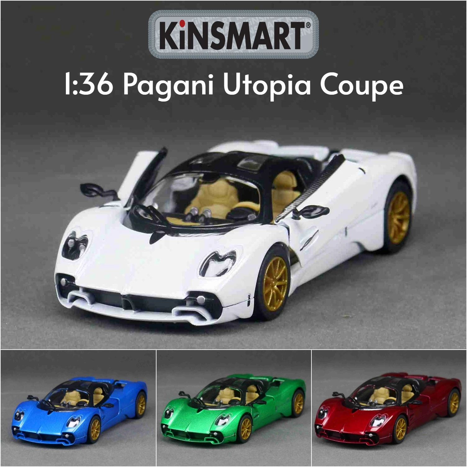

KiNSMART Toy Car Model 1/36 Pagani Utopia Coupe Super Sport Diecast Miniature Pull Back Vehicle Collection Gift For Boyfriend