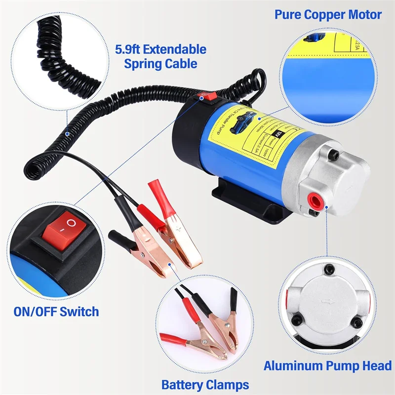 

12V Electric Scavenge Suction Transfer Change Pump Oil Transfer Pump 1-4L/min Motor Oil Diesel Extractor Pump For Car