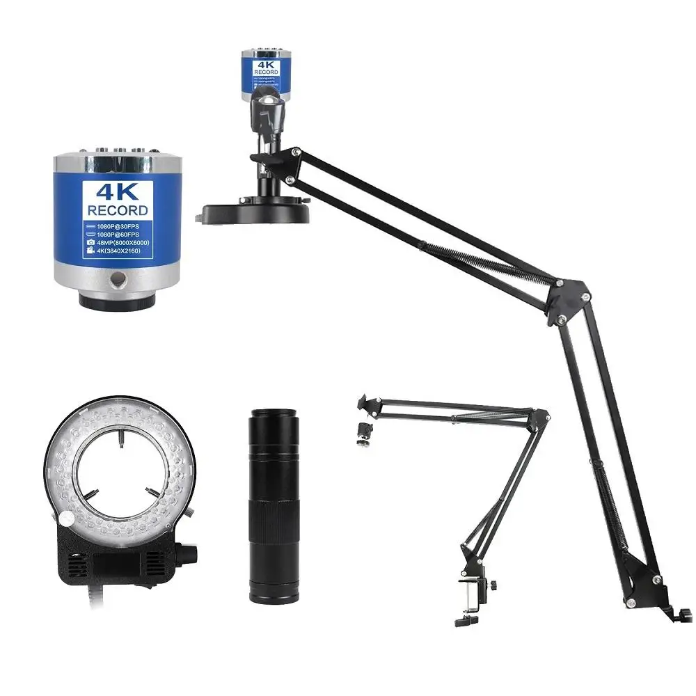 

4K HD Industrial Microscope 150X Zoom Lens 1080P C-Mount Digital Camera Via Type Measurement for PCB Soldering Phone Repair