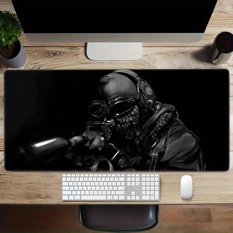 

Большой игровой коврик для мыши Sniper Skull с нескользящей резиновой основой, коврик для рабочего и игрового стола