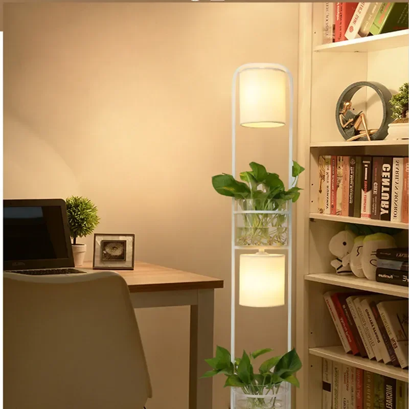 Modern decorative plant flower floor lamp fabric lampshade glass learning desk floor lamp ac110v-220v