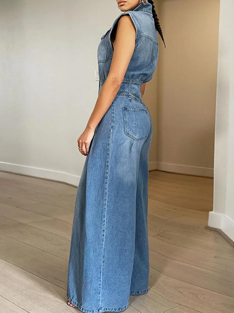 2024 Denim Jumpsuit Women Loose Vintage Preppy Style Overalls Female Fashion Streetwear Chic Popular Harajuku Drop Shipping