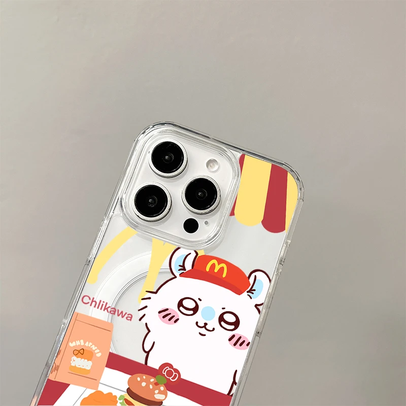 Mooie C-Chiikawa Draadloos Opladen Case voor iPhone 17 Air 16 E 15 14 13 12 Mini 11 Pro Max transparant Siliconen Rand Cover