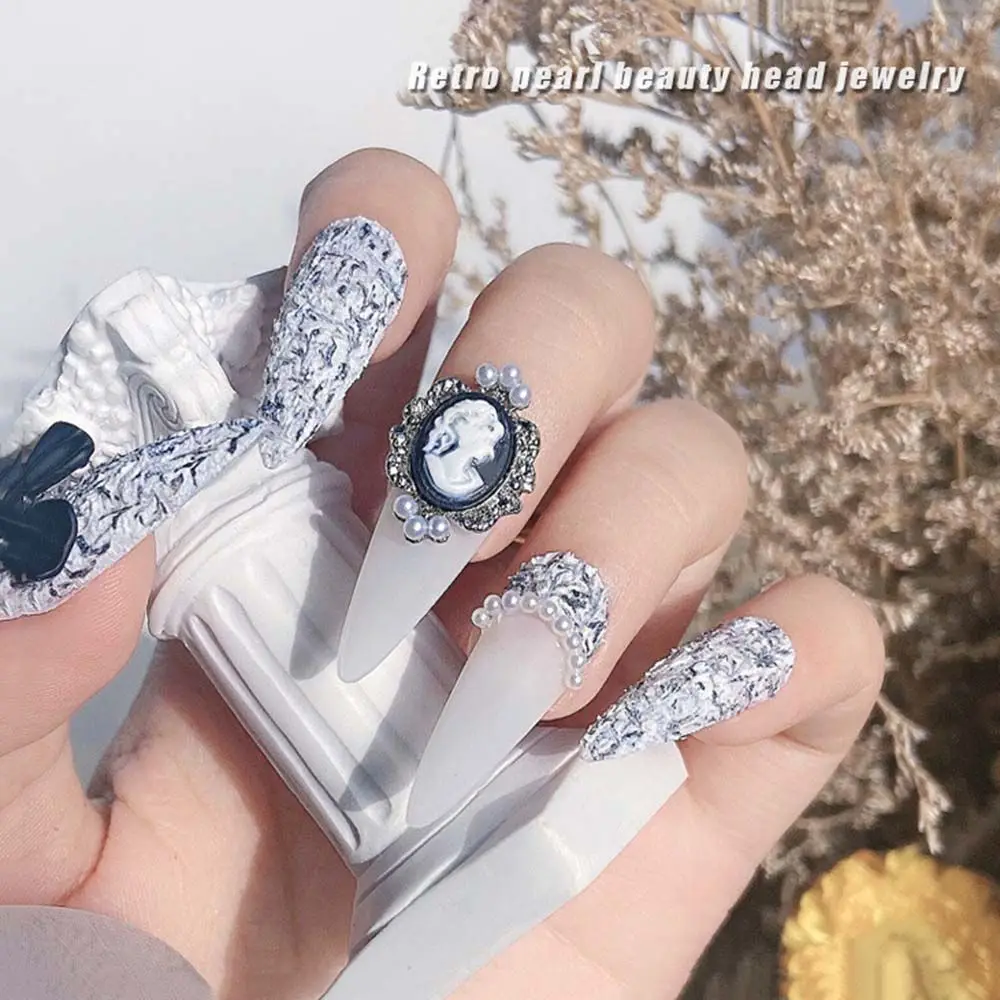 Silber Barock Retro Luxus abstrakte Perle DIY Nagel dekoration Schönheit Kopf Ornamente Nail Art Strass Maniküre