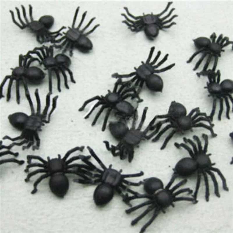 AINY-200X Plastic Black Spider Trick  Halloween Haunted House Prop Decor