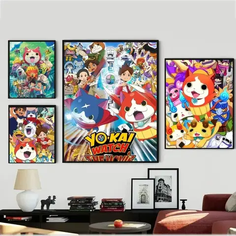 Anime YO KAI WATCH Poster Vintage Poster Wall Art Painting Study Aesthetic Art Large Size Wall Stickers