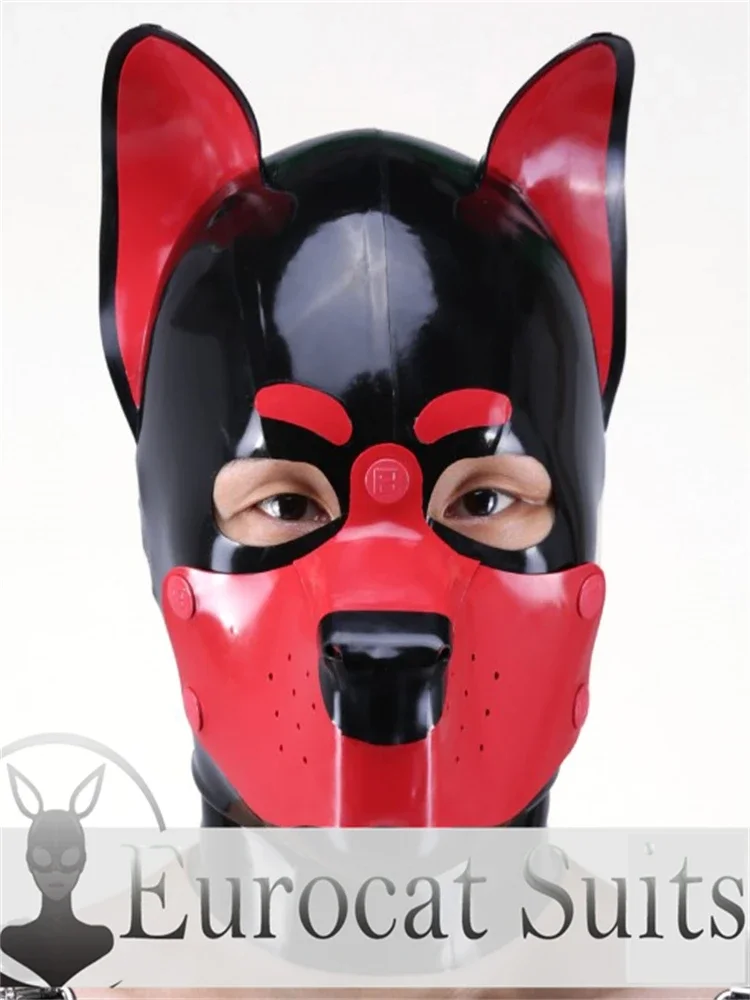 latex fetish hood Eurocat suits sexy bodysuit puppy  rubber catsuits  clubwearing male rubber bodysuit  cosplay costumeMASK