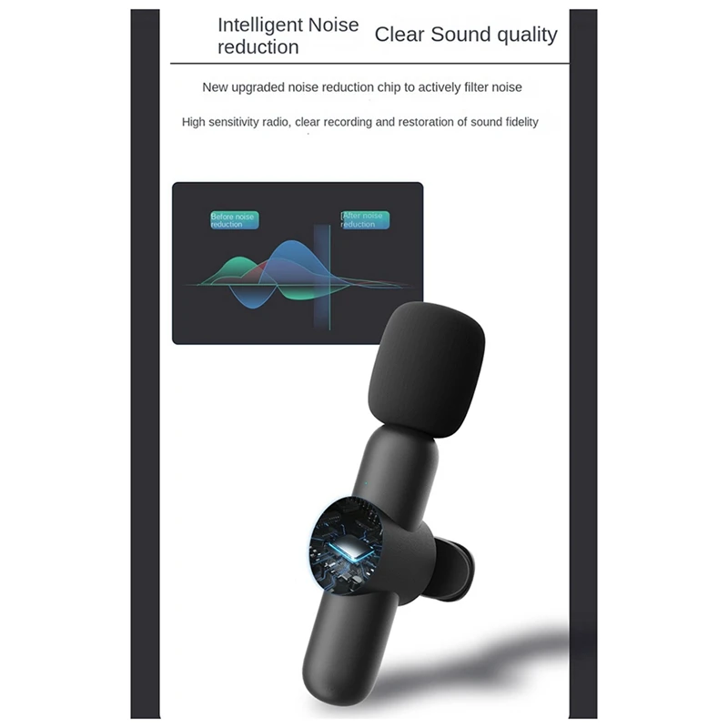 ไมโครโฟนไร้สายแบบหนีบเสื้อ Plug And Play ลดเสียงรบกวนการซิงค์อัตโนมัติไมโครโฟนปกสตรีมสด,Vloggers,สัมภาษณ์