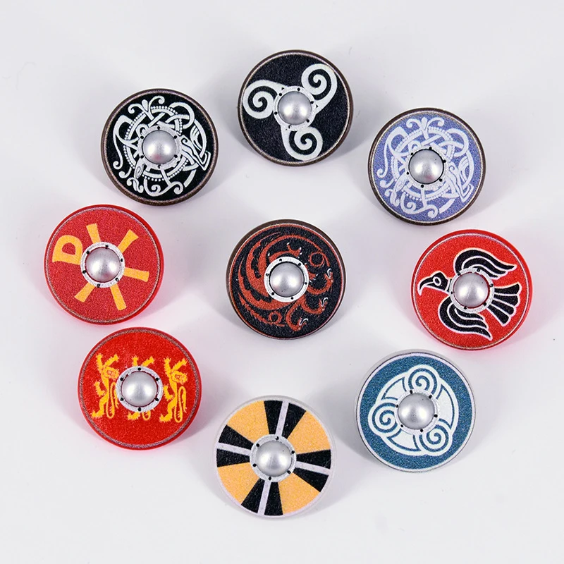 MOC القرون الوسطى اللبنات الشكل الجندي الملحقات الهراء مجموعة خوذة الكتف درع درع نبال المنجل الطوب هدية لعبة T01 #5