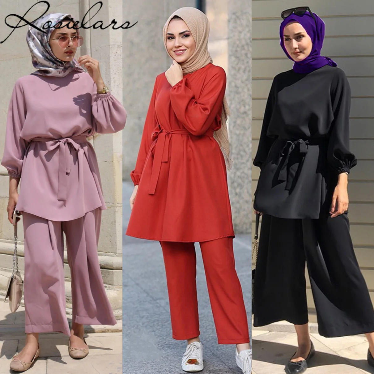 2024 New Arab Muslim Sets Casual Trouser Suit Women's Modest Clothing Muslim Fashion Islamic Clothing For Woman Prayer Set Pants