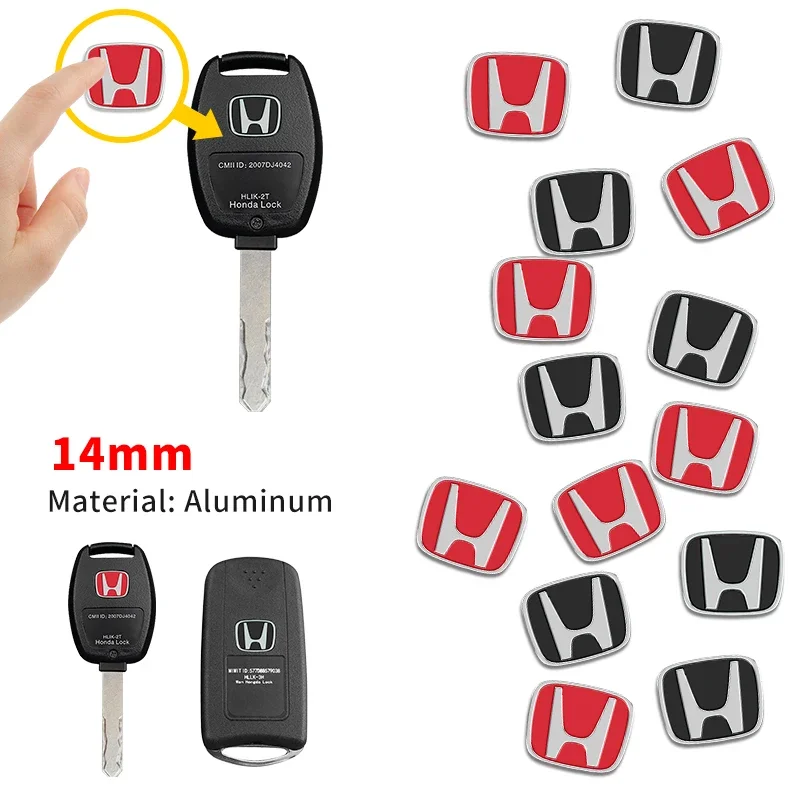 13mm 5/10pcs Car Remote Key Sticker Aluminum Emblem Decoration For Honda Civic City Accord Odyssey Brio CRV Hrv Jazz CBR HR-V