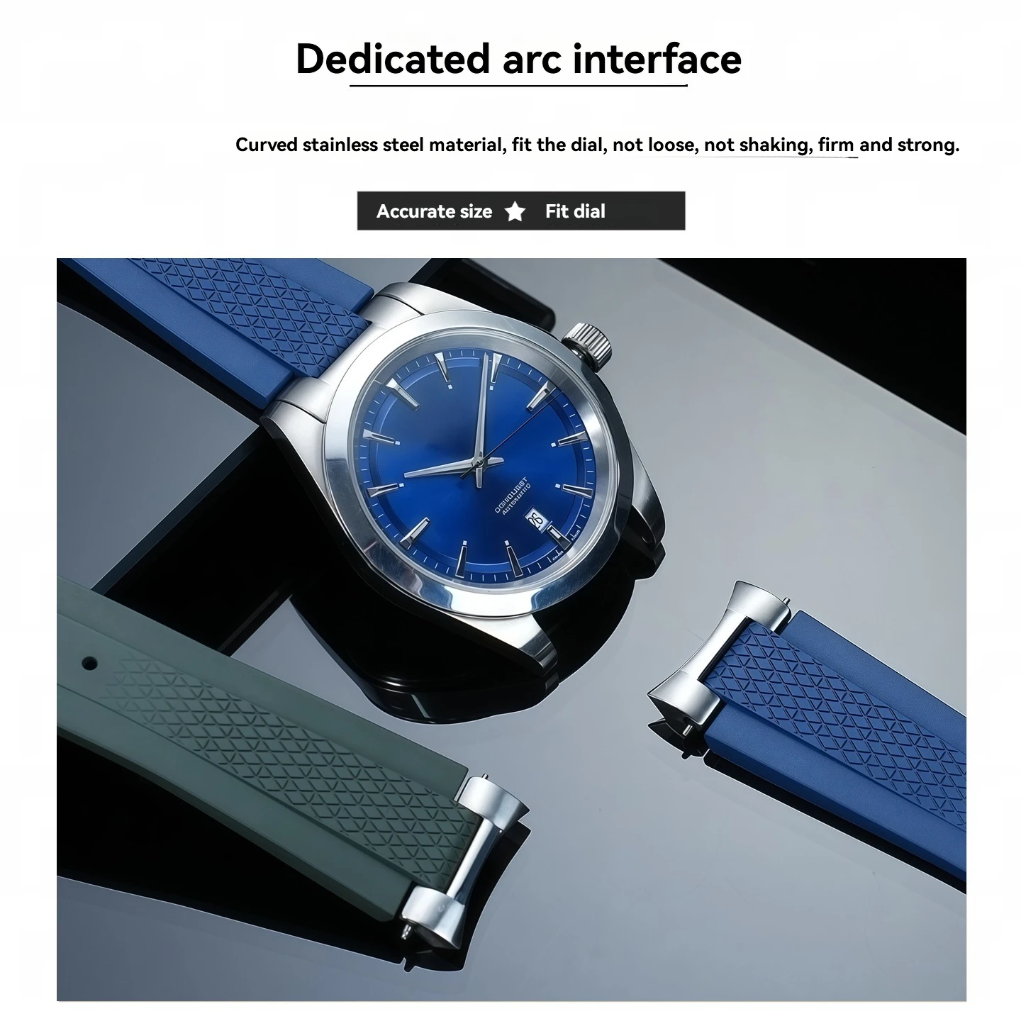 For Longines Conquest GMT L3.830 41mm Fluoroelastomer Strap with Steel End Pieces Panda Dial Watch Band Replacement Rubber Strap