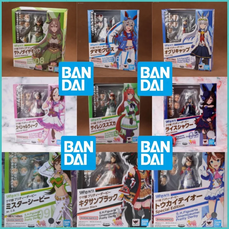 

New Stock Bandai SHF Umamusume: Pretty Derby Oguri Cap Kitasan Black Silence Suzuka Special Week Rice Shower Action Figure Toy