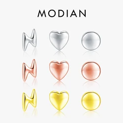 Modian Hot Sale 100% 925 Sterling Silver Cute Small Hearts Stud Earrings For Women Fashion Round Luxury Lightning Fine Jewelry