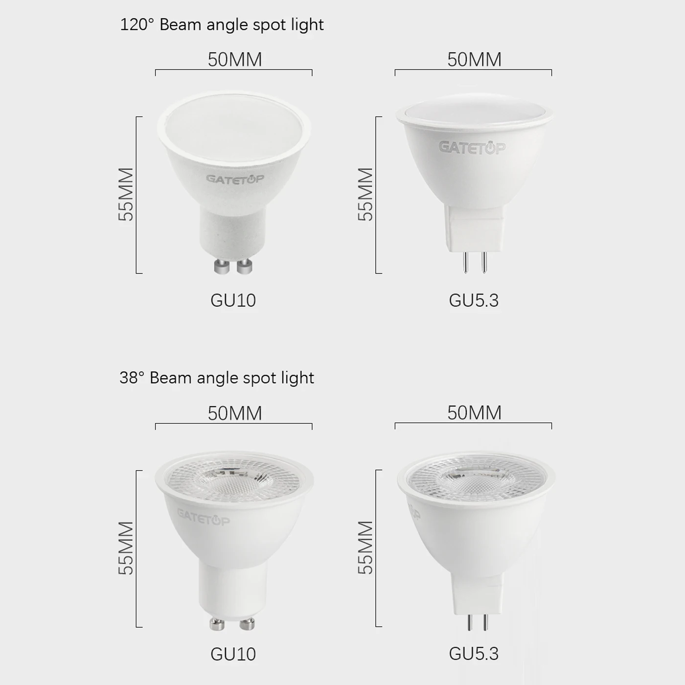 Lâmpada LED Spotlight para decoração de casa, lâmpada de iluminação, iluminação interior, GU10, MR16, AC 220V, AC 110V, 3W-8W, GU5.3, 12pcs por lote