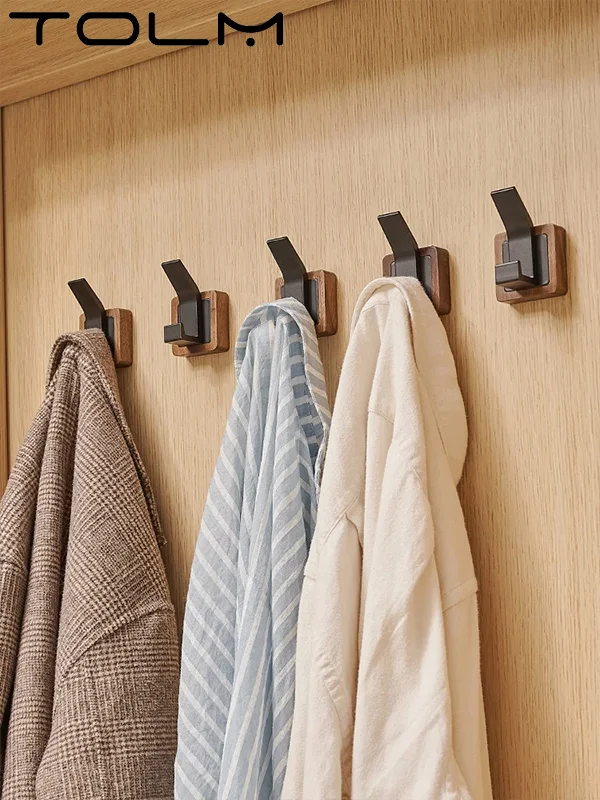 Walnut Coat Wall Hook Wall Hanging Coat Rack for Bathroom Kitchen Bedroom Hallway Wall Hooks Coat Clothes Holder