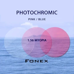 Customized 1.56 (-0.50-4.00) Photochromic Pink  Blue Optical CR-39 Resin Aspheric Glasses Lenses Myopia Sunglasses Lens
