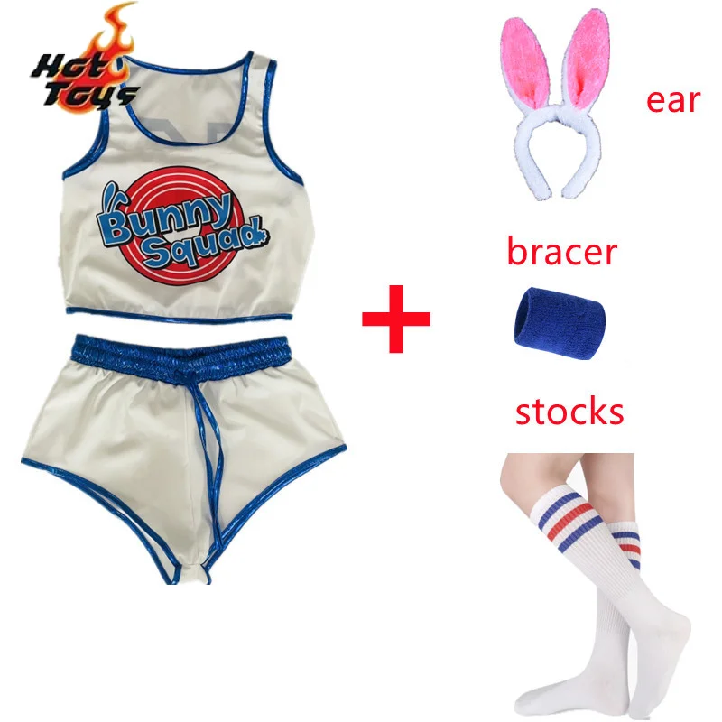 Space Lola Bunny Rabbit Cosplay Costume Rabbit Bunny Jam Costumes Women Girls Halloween Party Clothes Tops Shorts Outfit Set